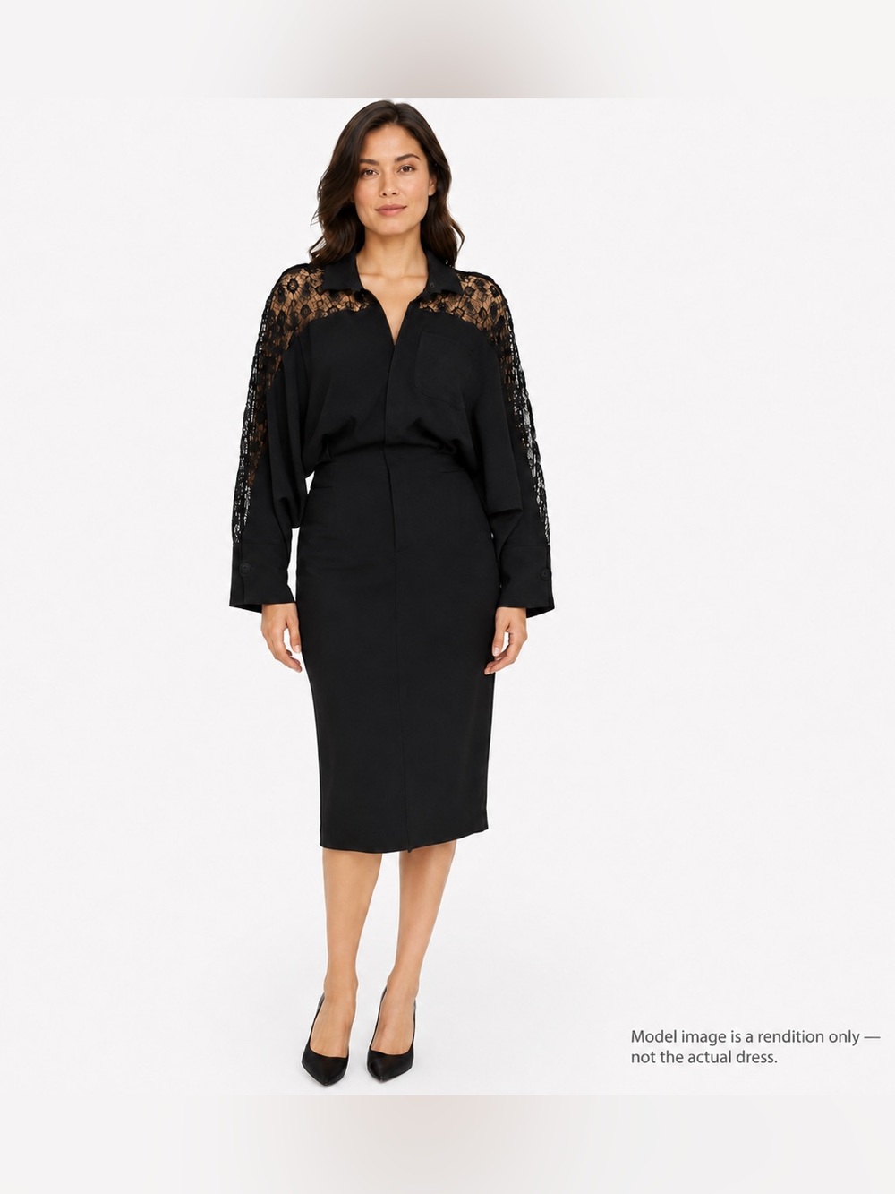 Roland Mouret Black abstract Lace Trompe L’Oeil Blouson Pencil Dress US 10 - Picture 16 of 16